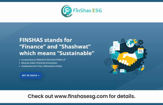 website for Finshas ESG - providing various financial services related to audit and compliance for corporations and start-ups